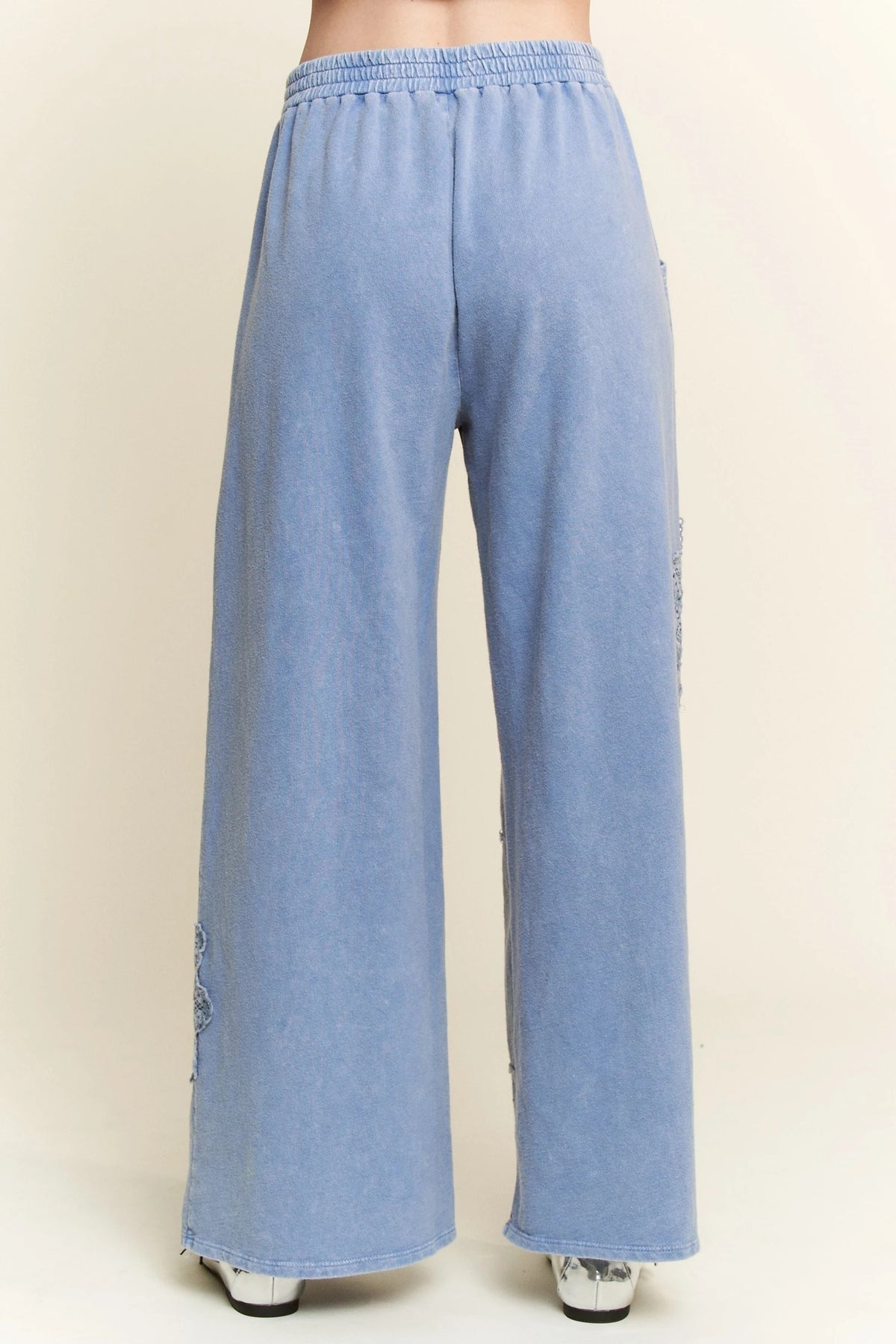 Mineral Wash Doily Patch Wide-Leg Pants