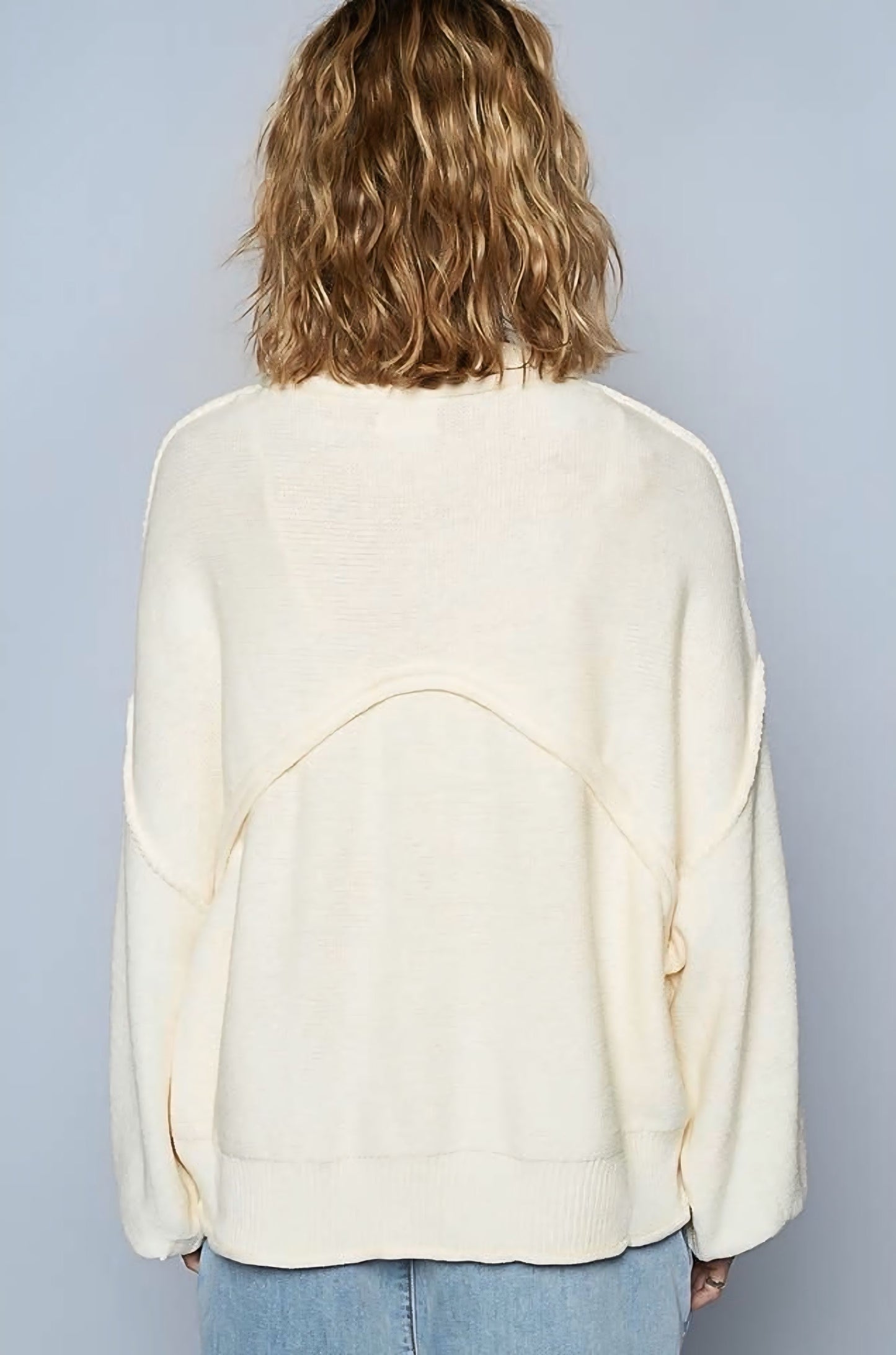 POL Boho Balloon Sleeve Pullover Sweater