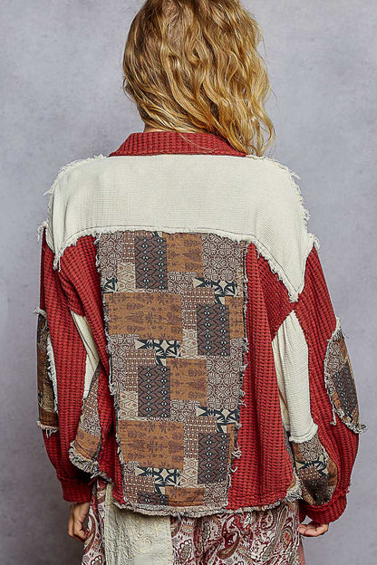 Boho Patchwork Cropped Denim Jacket