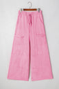 Bonbon Mineral Wash Exposed Seam Drawstring High Waist Wide Leg Cargo Pants
