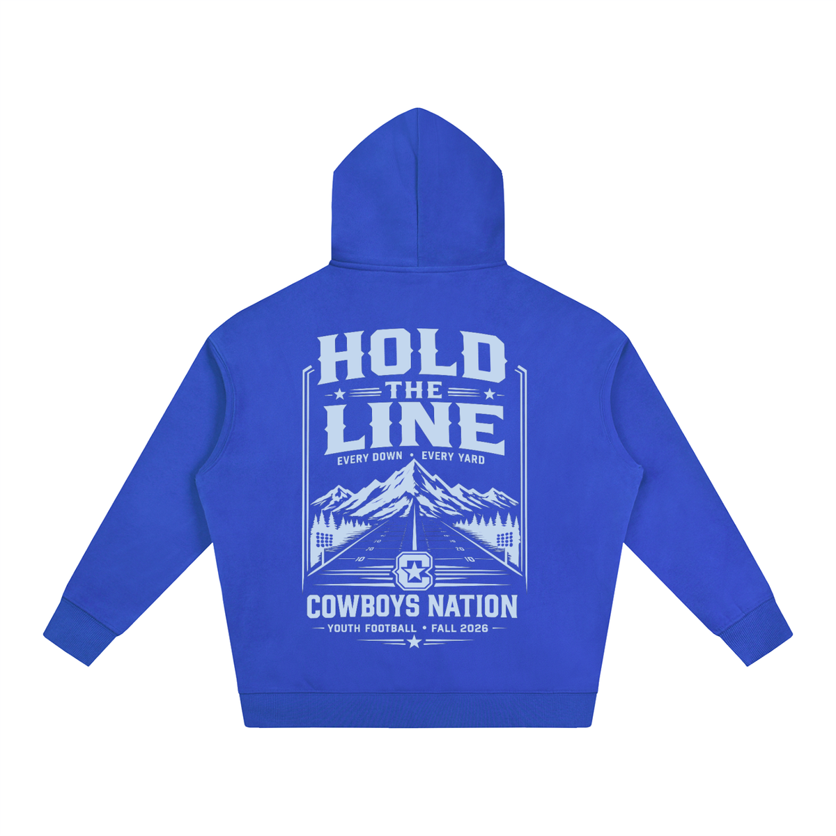 Oversize Fleeced Hoodie // Colorful Blue w/ Silver Blue Contrast Print