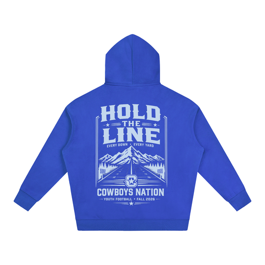 Oversize Fleeced Hoodie // Colorful Blue w/ Silver Blue Contrast Print