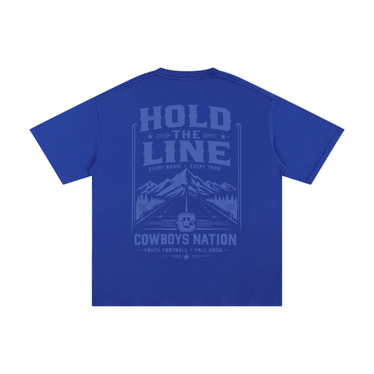 Unisex Pure Cotton T-Shirt // Colorful Blue w/ Muted Royal Tonal Print