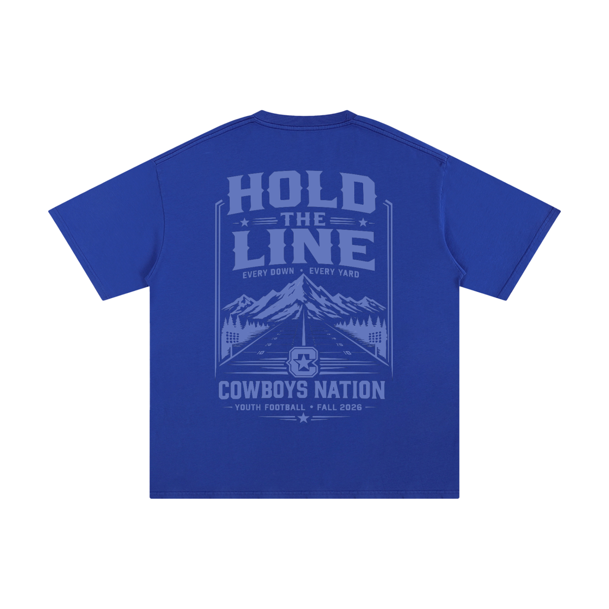 Unisex Pure Cotton T-Shirt // Colorful Blue w/ Dusty Blue Tonal Print
