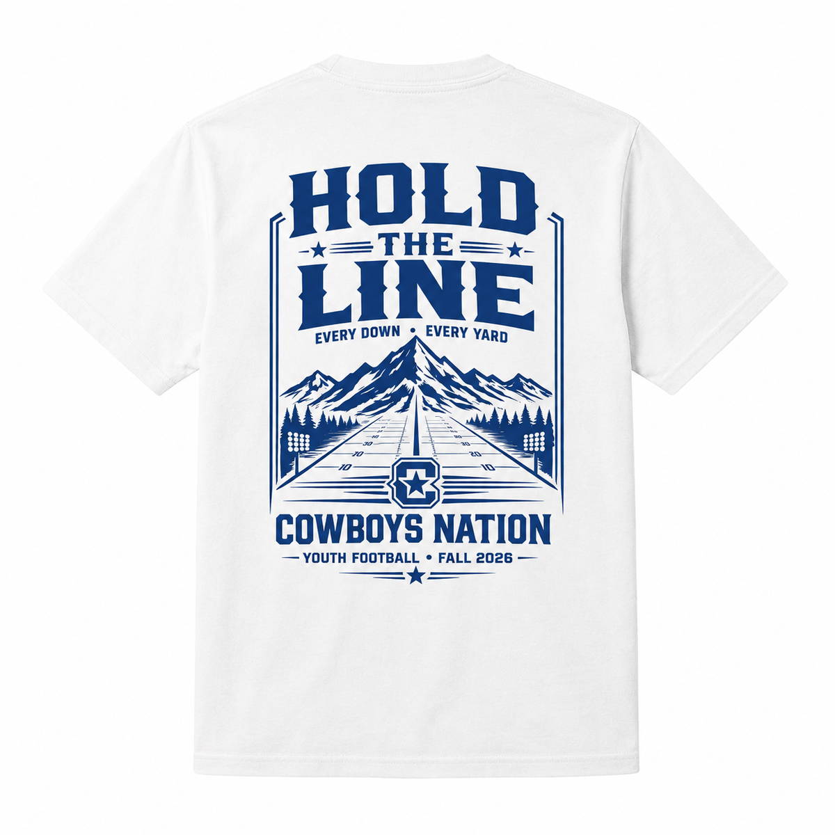 Unisex Pure Cotton T-Shirt // White w/ Muted Royal Contrast Print