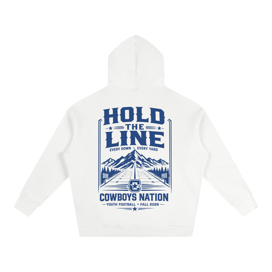 Oversize Fleeced Hoodie // White w/ Muted Royal Contrast Print