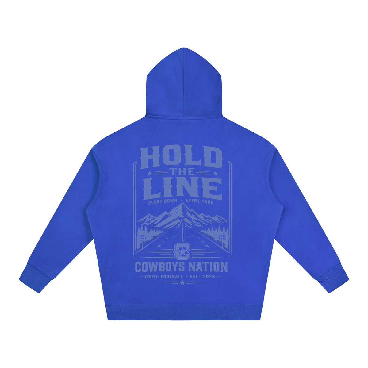 Oversize Fleeced Hoodie // Colorful Blue w/ Dusty Blue Tonal Print