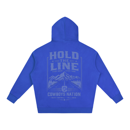 Oversize Fleeced Hoodie // Colorful Blue w/ Dusty Blue Tonal Print