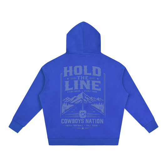 Oversize Fleeced Hoodie // Colorful Blue w/ Dusty Blue Tonal Print