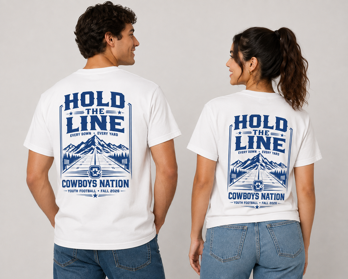 Unisex Pure Cotton T-Shirt // White w/ Muted Royal Contrast Print
