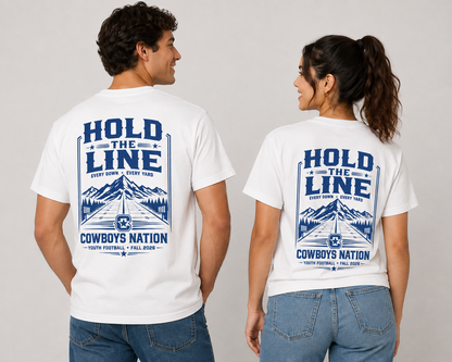 Unisex Pure Cotton T-Shirt // White w/ Muted Royal Contrast Print
