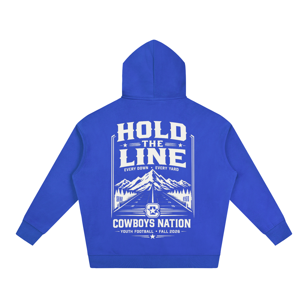 Oversize Fleeced Hoodie // Colorful Blue w/ Warm White Contrast Print