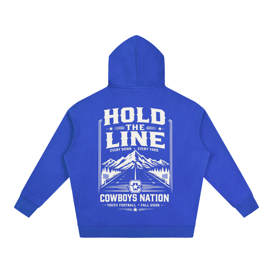 Oversize Fleeced Hoodie // Colorful Blue w/ Warm White Contrast Print
