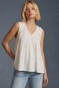 POL Boho Lace Trim Babydoll Tank Top