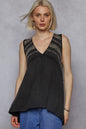 POL Boho Lace Trim Babydoll Tank Top