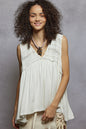POL Boho Lace Trim Babydoll Tank Top