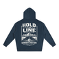 Oversize Fleeced Hoodie // Navy Blue w/ Warm White Contrast Print
