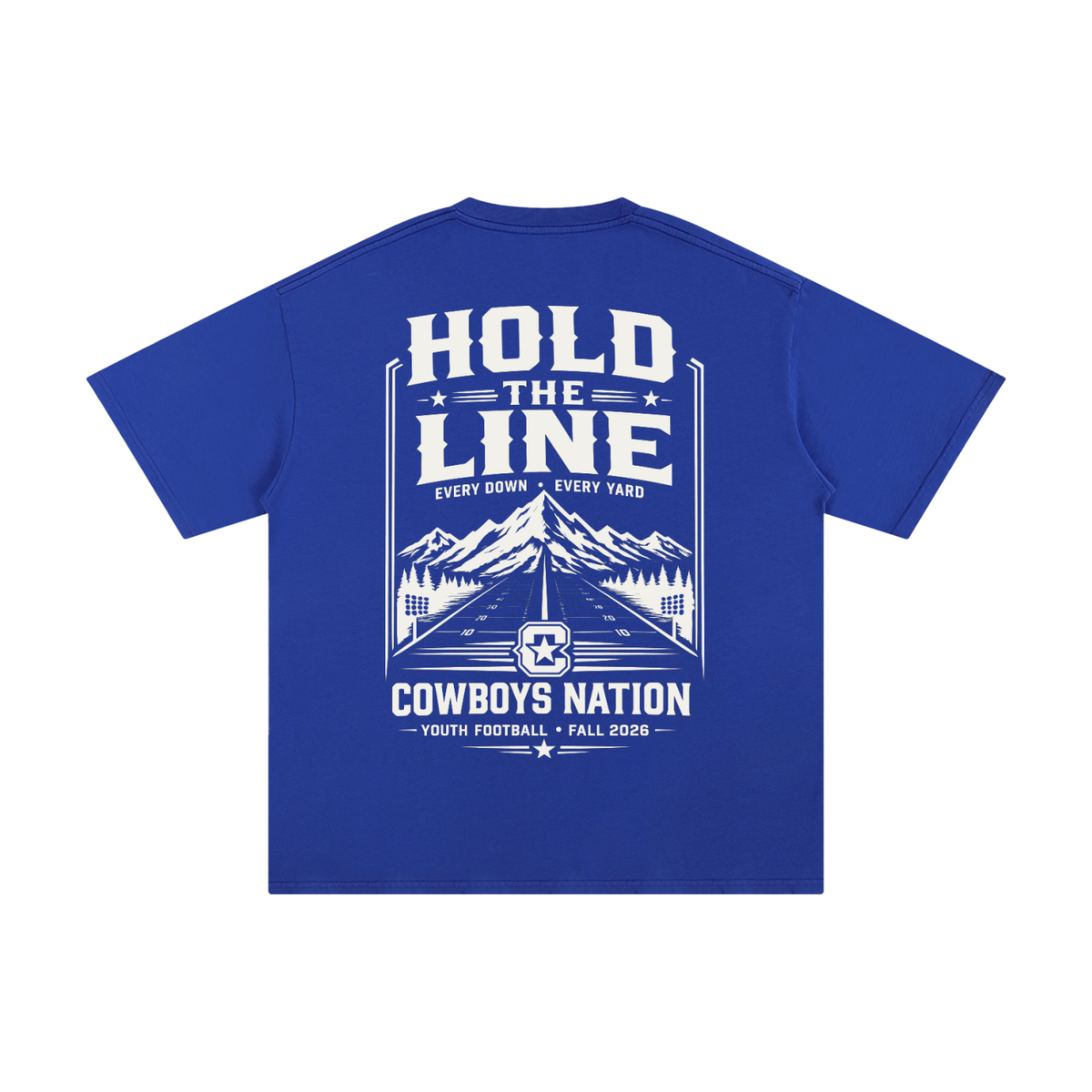 Unisex Pure Cotton T-Shirt // Colorful Blue w/ Warm White Contrast Print