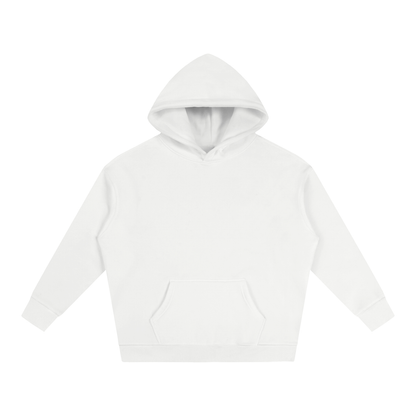 Oversize Fleeced Hoodie // White w/ Navy Blue Contrast Print