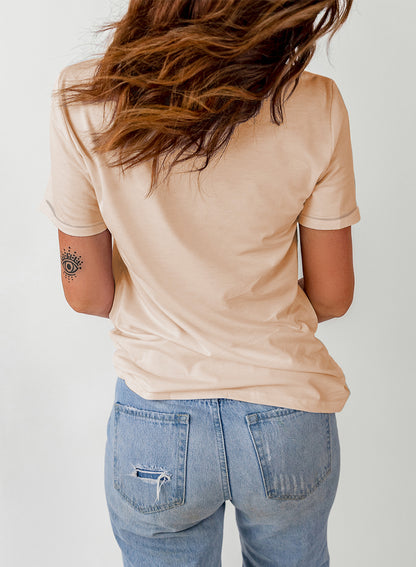 Khaki Western Poker Cards Graphic T Shirt