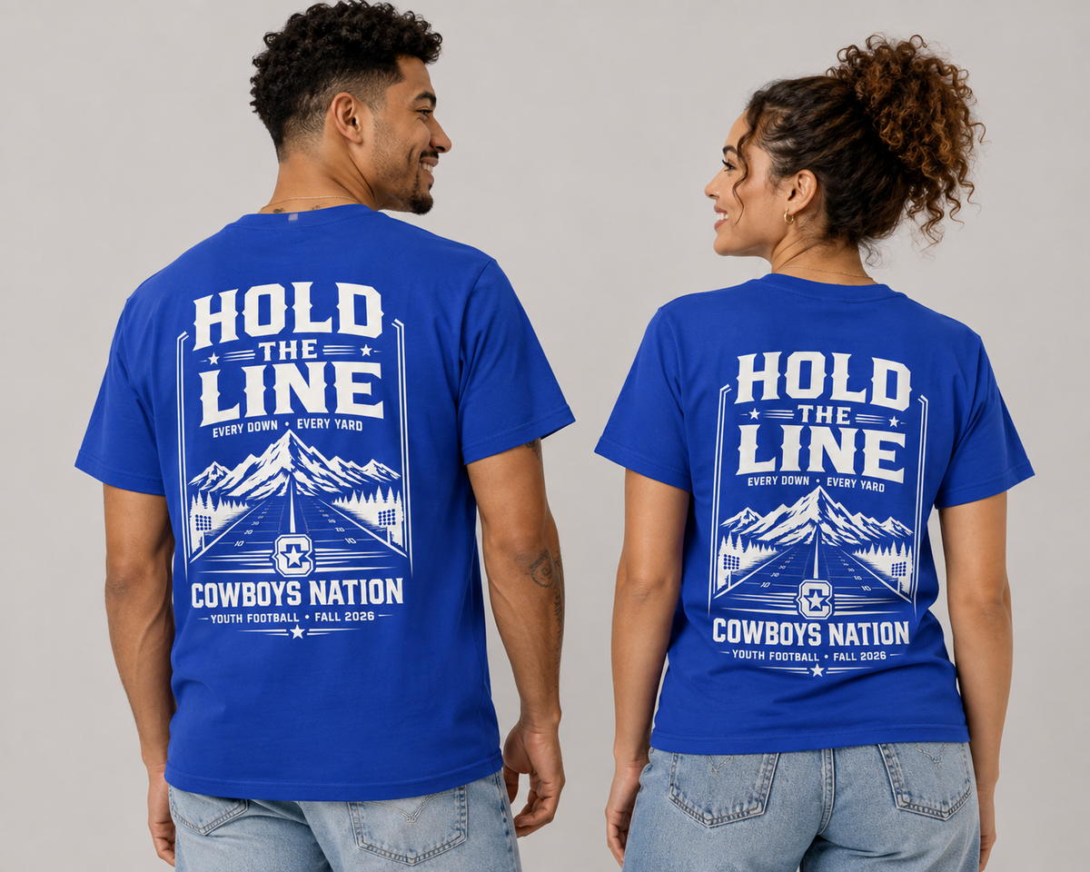 Unisex Pure Cotton T-Shirt // Colorful Blue w/ Warm White Contrast Print