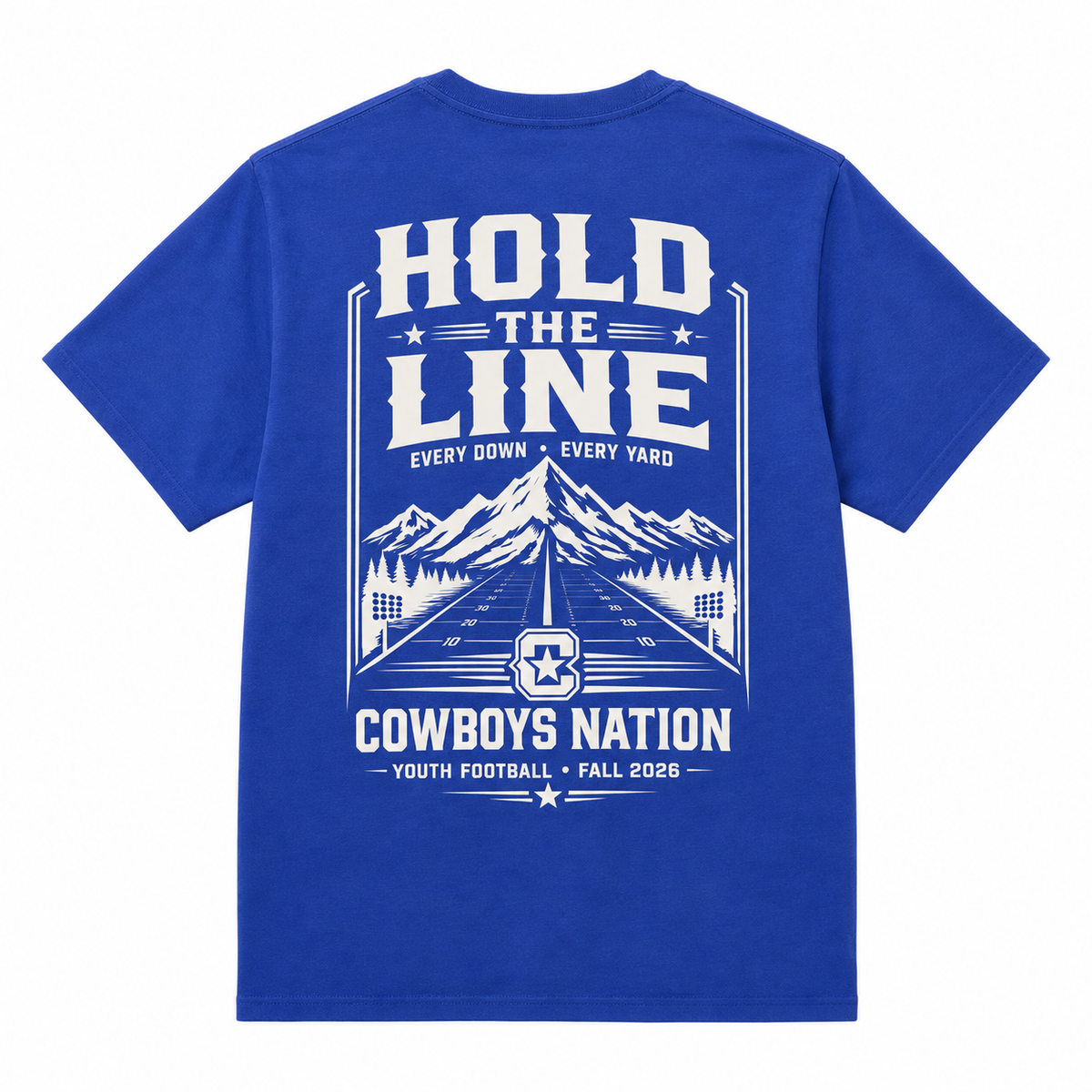 Unisex Pure Cotton T-Shirt // Colorful Blue w/ Warm White Contrast Print