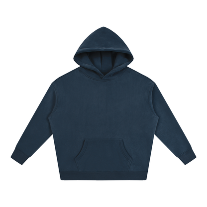 Oversize Fleeced Hoodie // Navy Blue w/ Warm White Contrast Print
