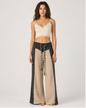 POL Animal Contrast Thermal Pants in Taupe/Charcoal, front view