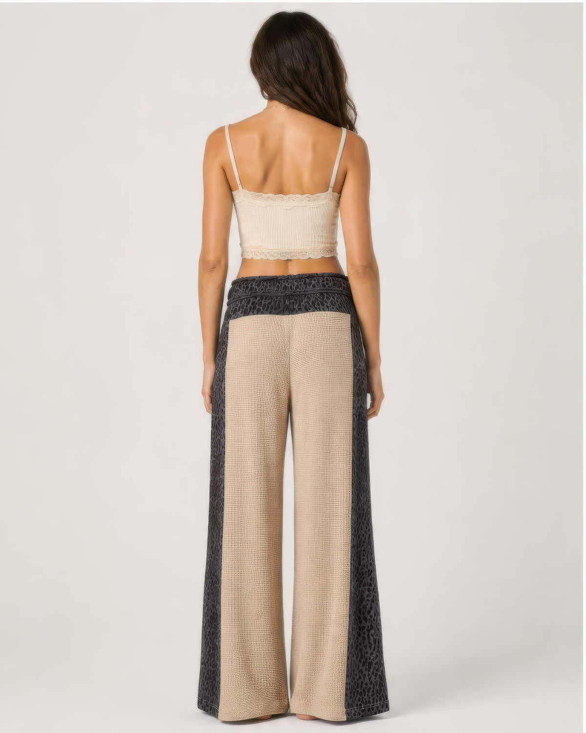 POL Animal Contrast Thermal Pants in Taupe/Charcoal, photo 3 of 4