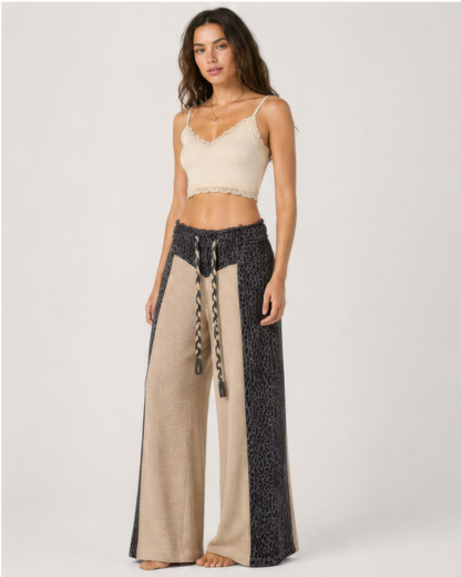 POL Animal Contrast Thermal Pants in Taupe/Charcoal, photo 4 of 4