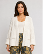 POL Edge to Edge Open Knit Cardigan in Cream, front view