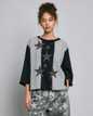 POL Patchwork Star Top in Black Stripe, front view