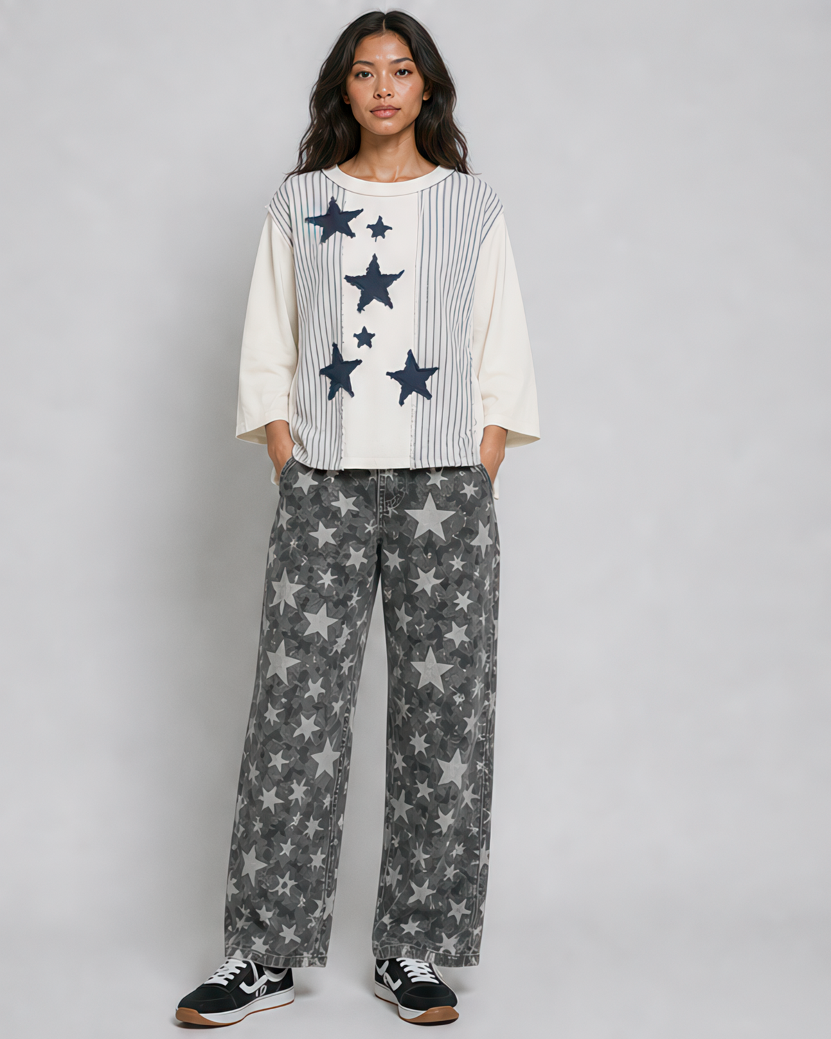 POL Patchwork Star Top in Blue Stripe, photo 4 of 4