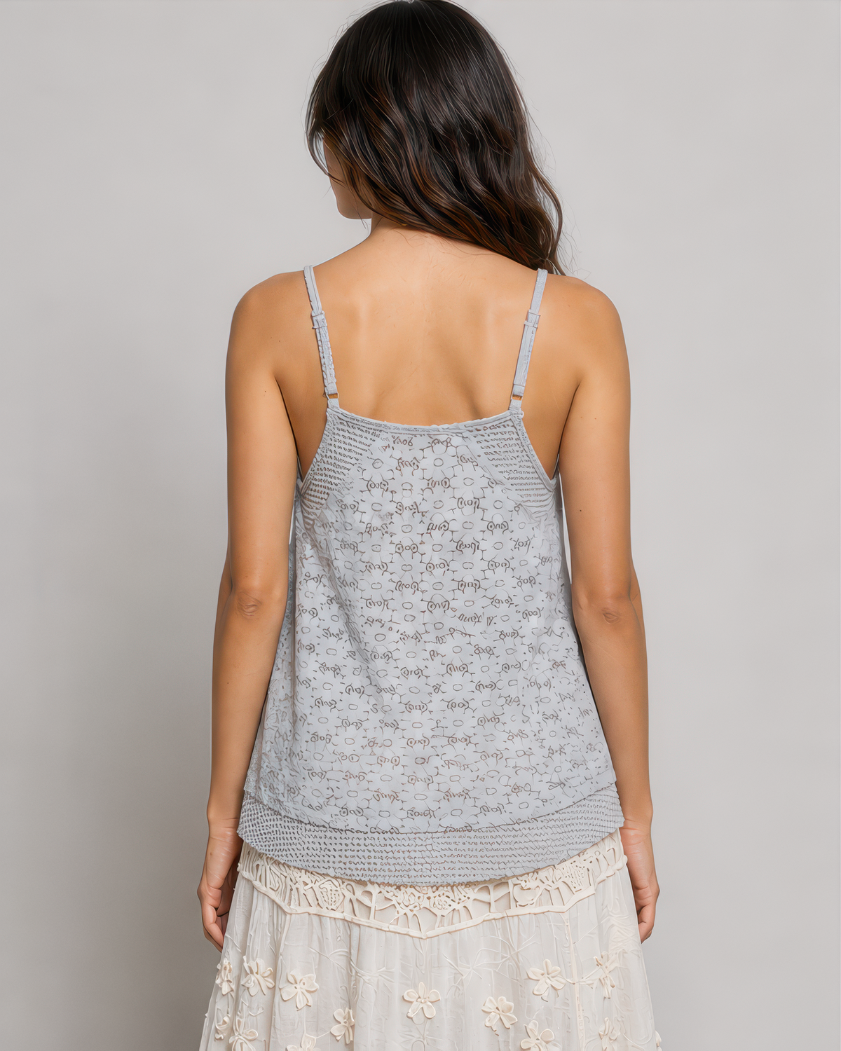 POL Patchwork Tank Top in Fog Grey Multi, photo 3 of 4