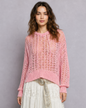 POL Pointelle Knit Sweater in Barbie Pink, front view
