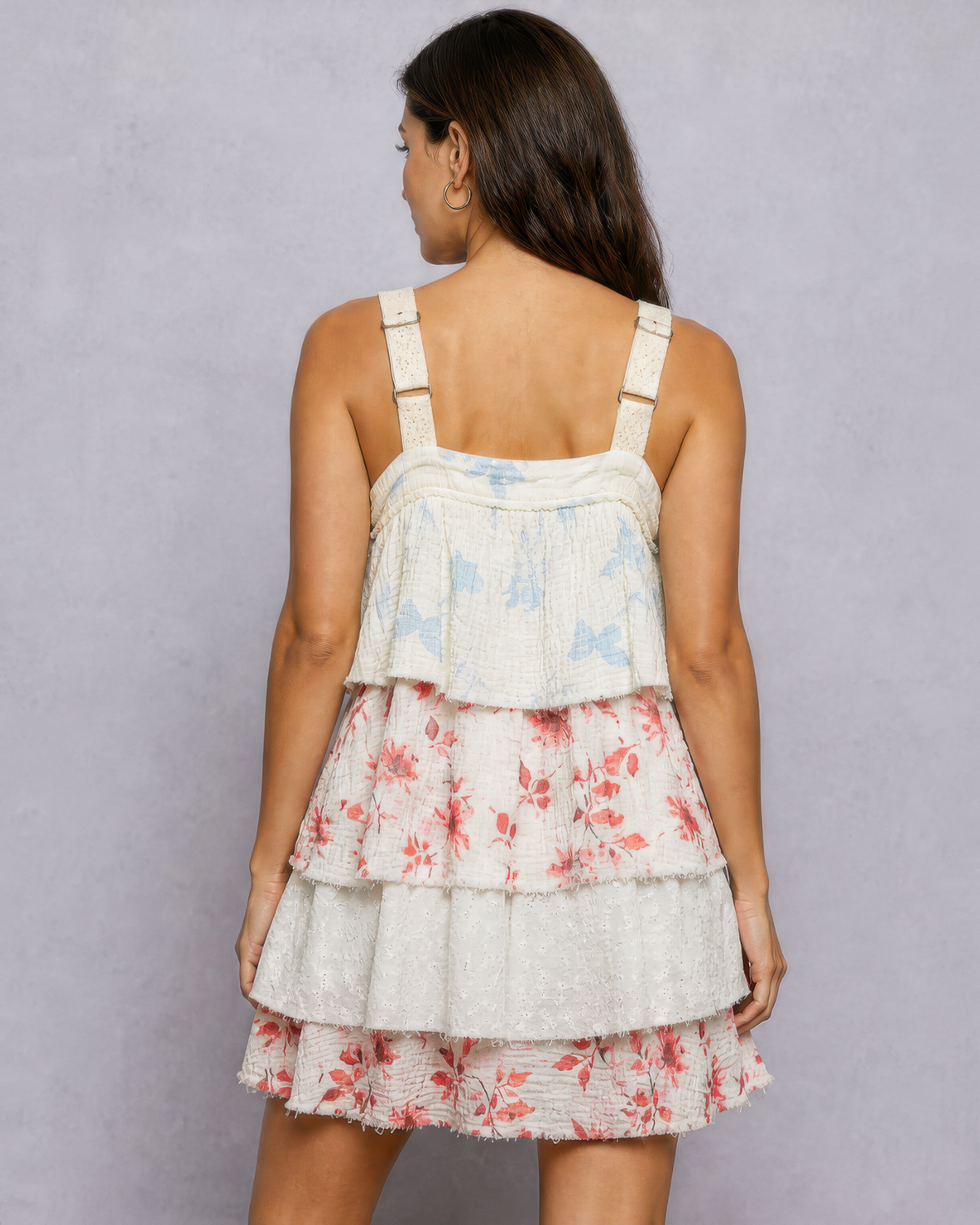 POL Print Woven Ruffle Mini Dress in Natural/Blush Floral, photo 3 of 4