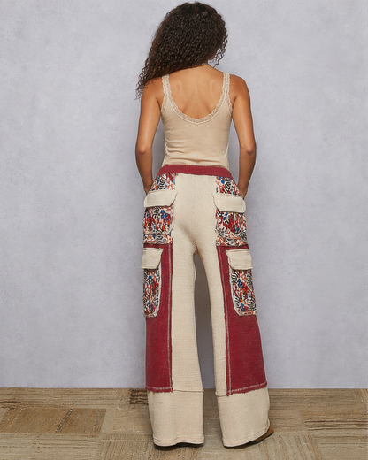 POL Quilted Floral Knit Pants in Burgundy, photo 4 of 4