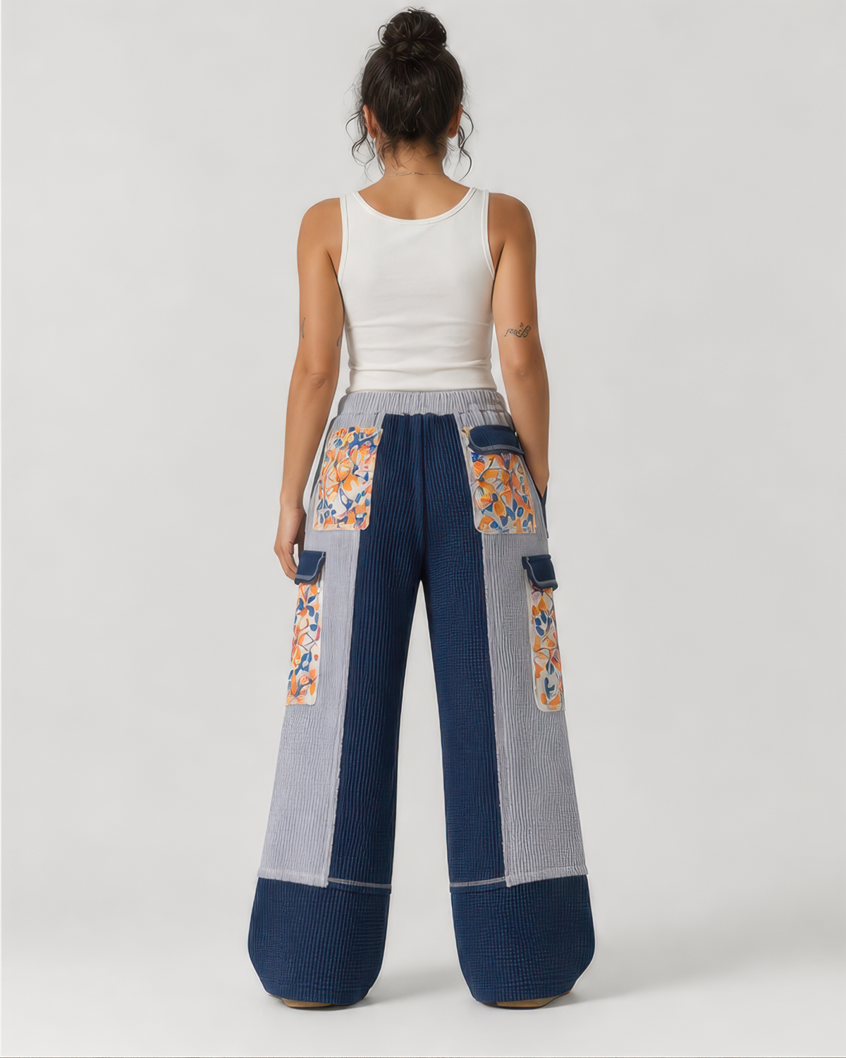 POL Quilted Floral Knit Pants in Indigo, photo 4 of 4