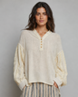 POL Relaxed Pullover Top in Natural, front view