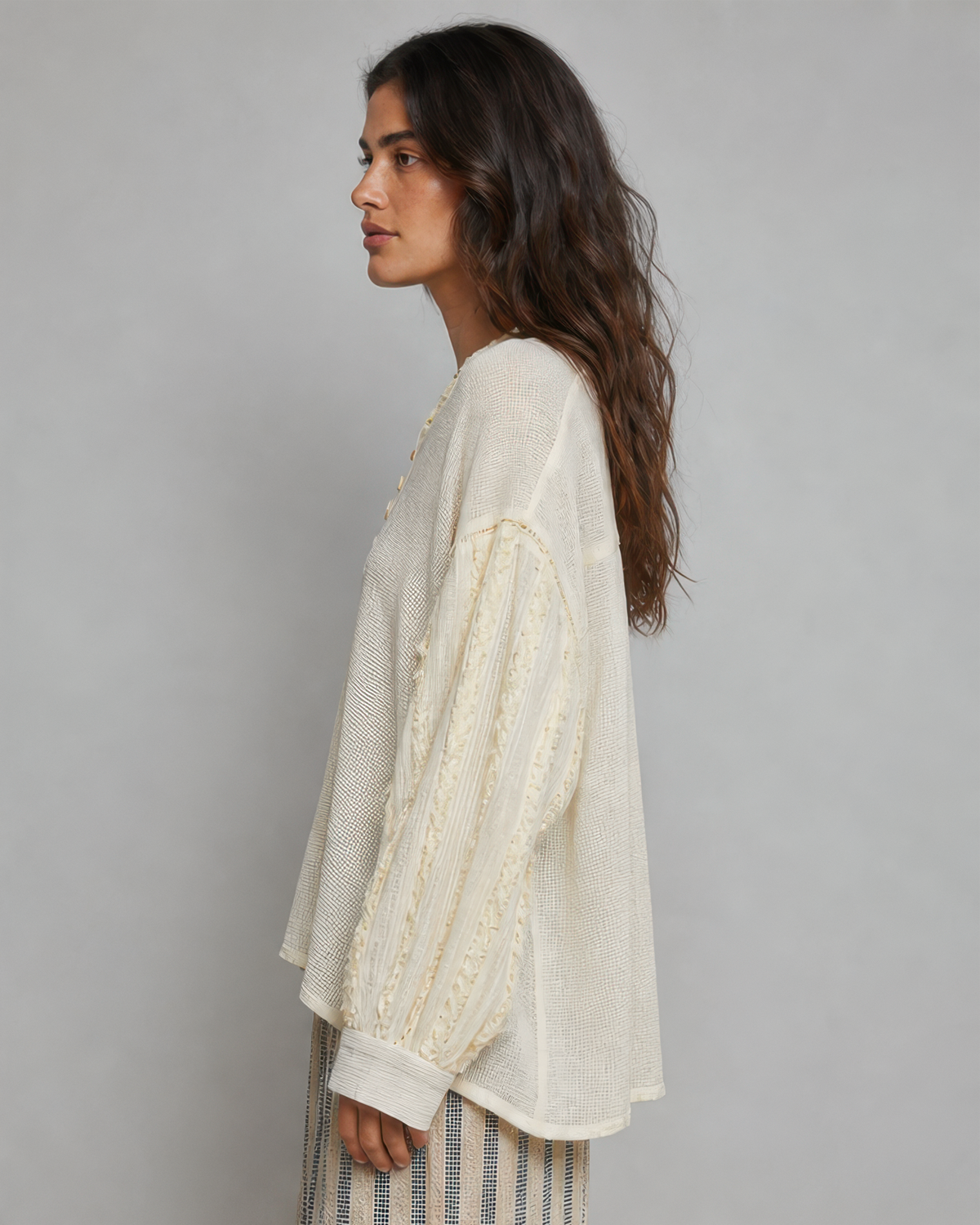 POL Relaxed Pullover Top in Natural, photo 2 of 4