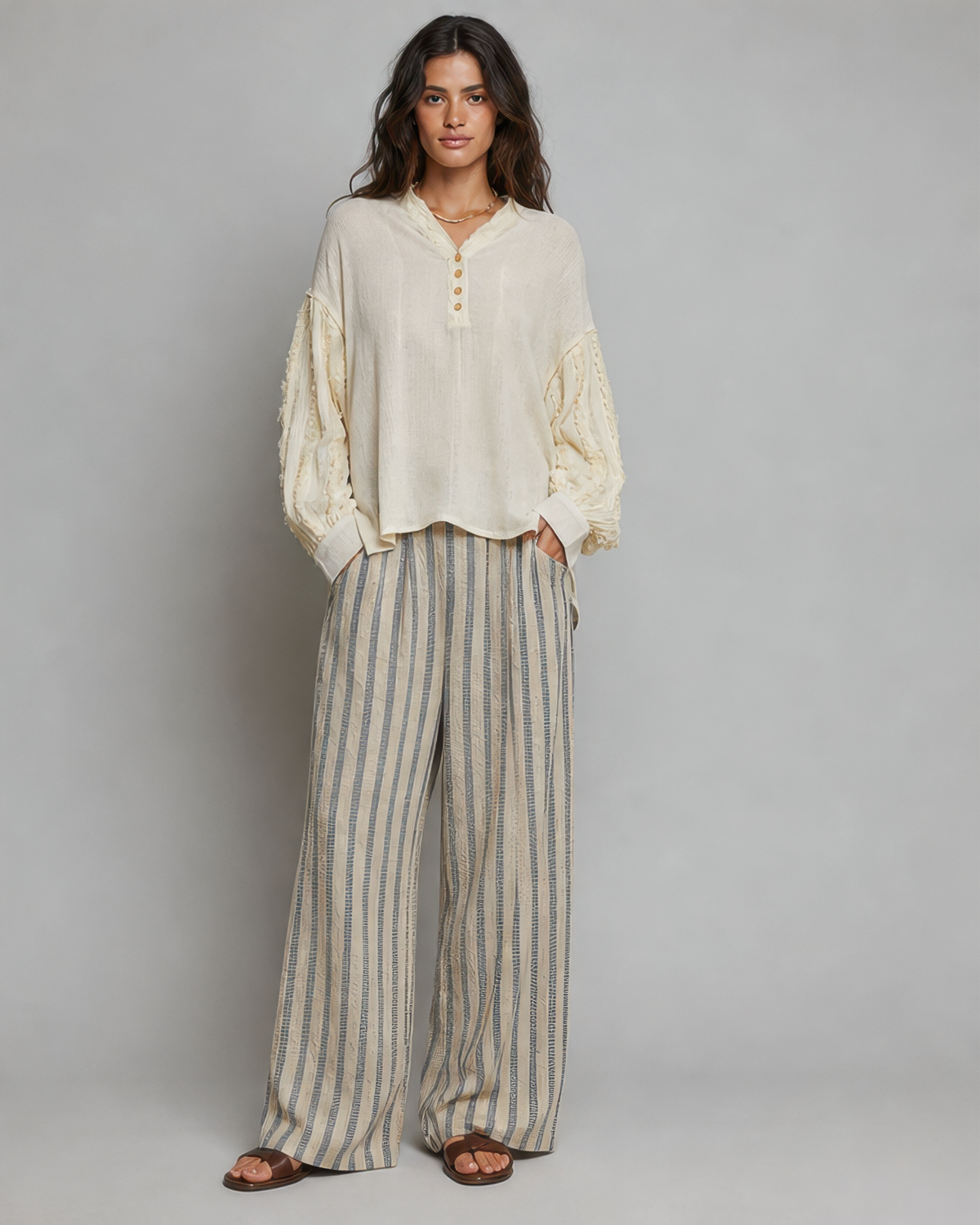 POL Relaxed Pullover Top in Natural, photo 3 of 4
