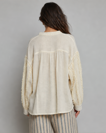 POL Relaxed Pullover Top in Natural, photo 4 of 4